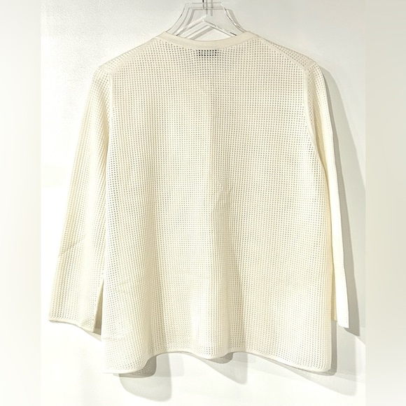 Akris Mulberry Silk Perforated Knit Cardigan in Cream 16 - Picture 3 of 6